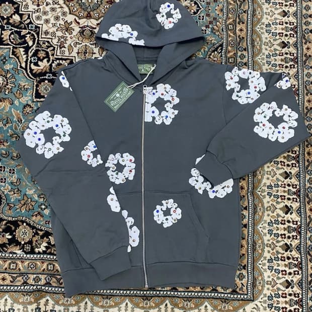 데님티어스 라인스톤 후드집업 M