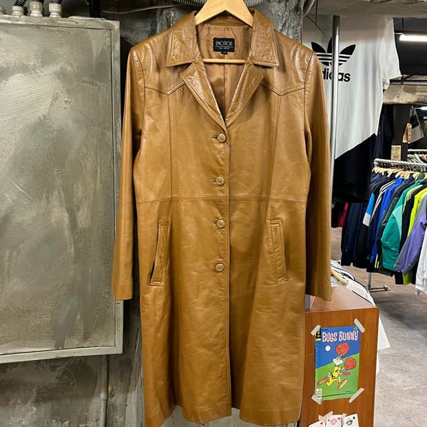 빈티지 소가죽 레더 롱 사죽 자켓 카멜 #csz2851