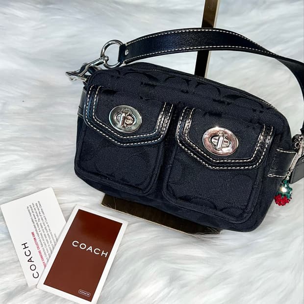 Coach Black Swan Signature Double Pocket