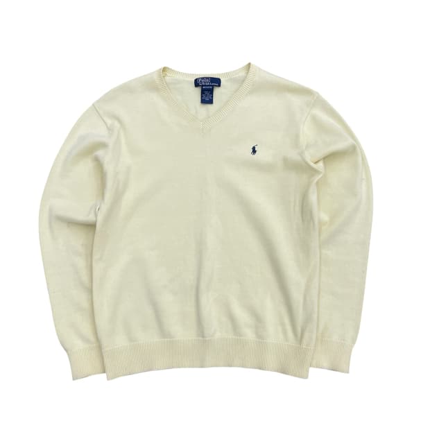 폴로 랄프로렌 아이보리 V넥 니트