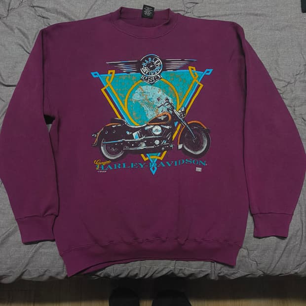 90s 할리데이비슨 스웻셔츠 퍼플 L