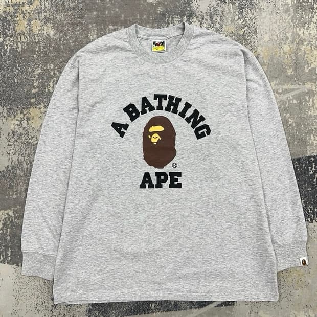 베이프 Bape 컬리지로고 긴팔 그레이