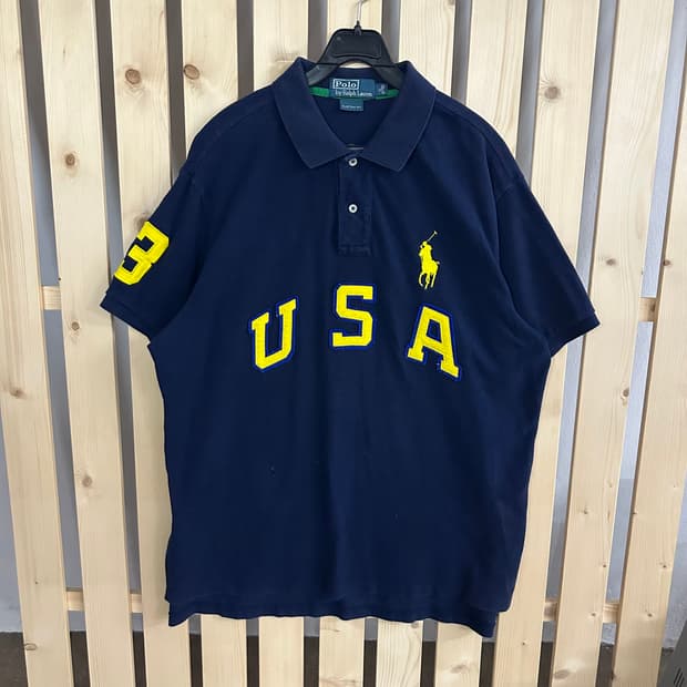 (XL) 폴로 랄프로렌 네이비 USA 빅포니 반팔 카라티