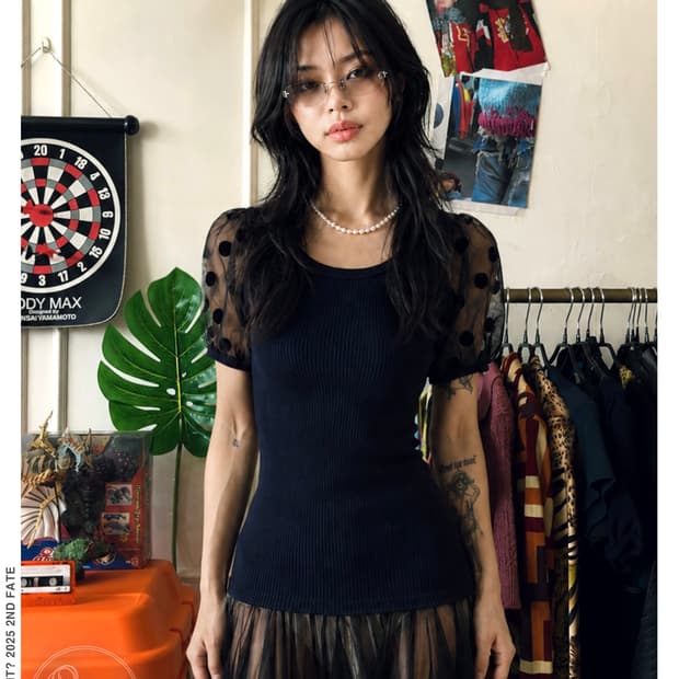 SONIA RYKIEL Puff Sleeve 1/2 Golgi Top