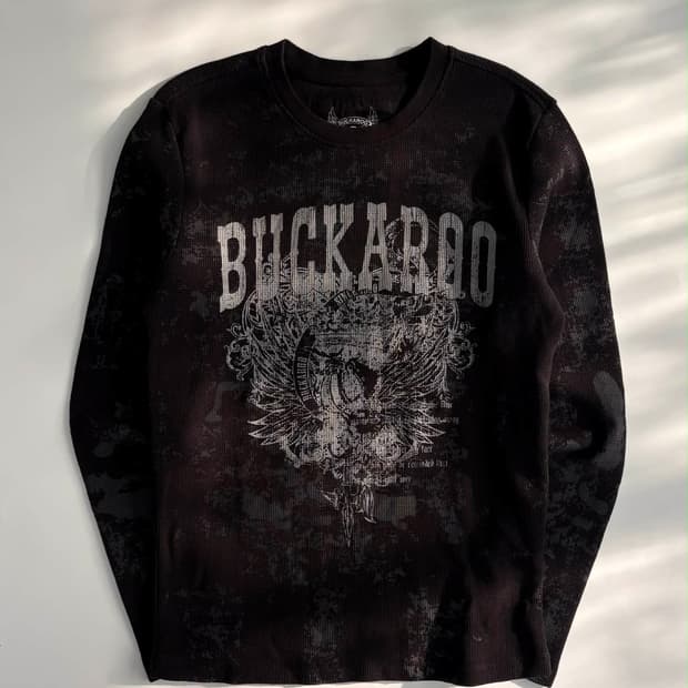 [L] 버커루 y2k 락 펑크 와플 니트 슬리브