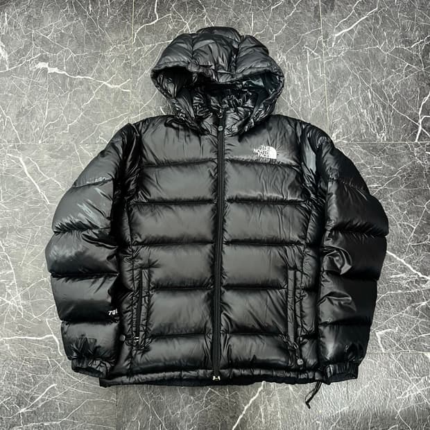 노스페이스 로고 700 유광 후드 점퍼 자켓 블랙