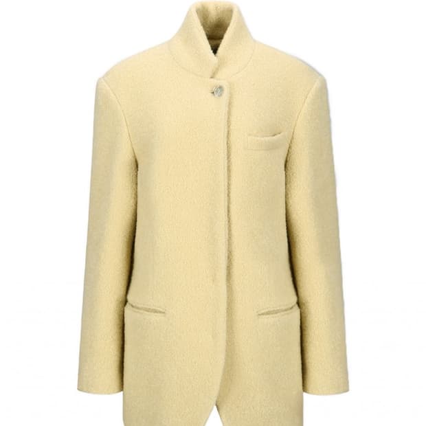 페이스넌 facenone 부클 하이넥 코트 옐로우 울 + 알파카 혼방