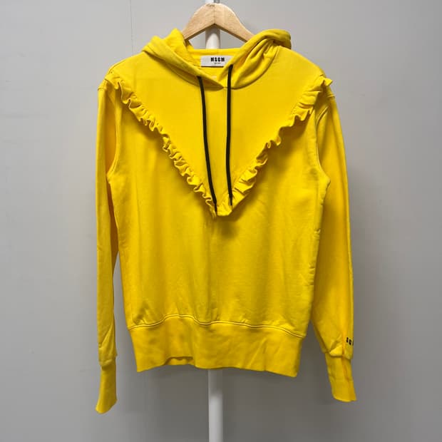 MSGM 러플 후드 맨투맨 티셔츠 노랑 S