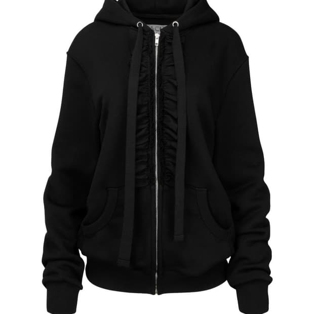 나체 우먼 러플 후드집업 블랙 0사이즈