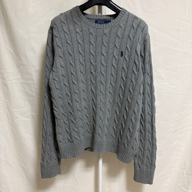 폴로 랄프로렌 케이블 니트 / 그레이, L