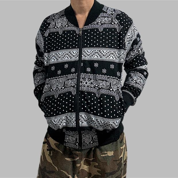 Custard yellow 페이즐리 집업 자켓