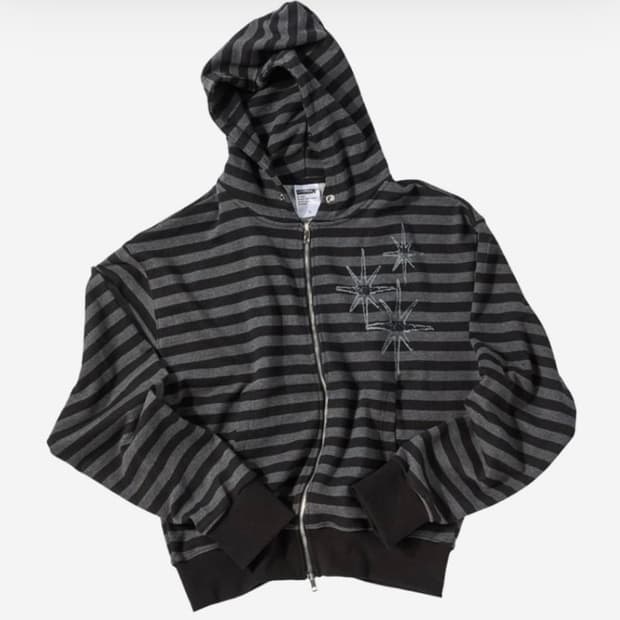 엔시티위시 리쿠 착용)) 언타이틀 스테리나잇 스트라이프 후드집업 블랙