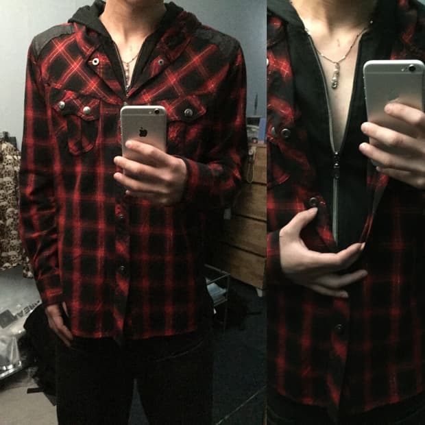 31040=SKKONE 레이어드 후드 셔츠