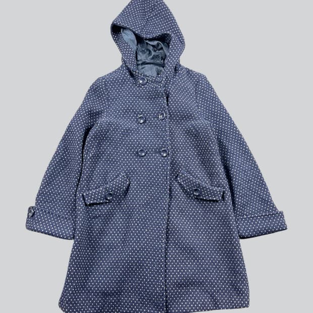 Vintage 도트패턴 울 혼방 코트 