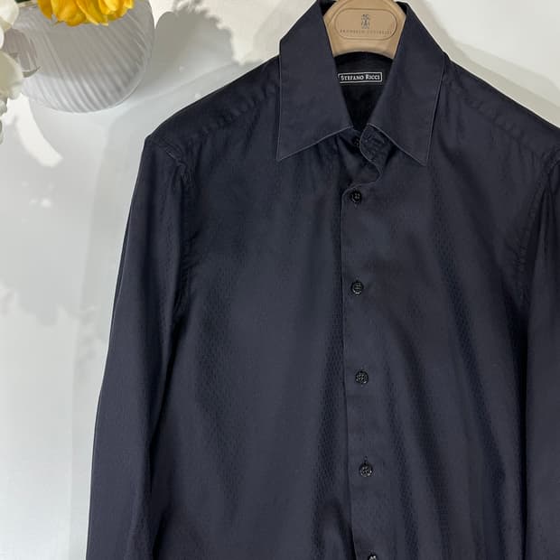스테파노리치 블랙 코튼 셔츠
