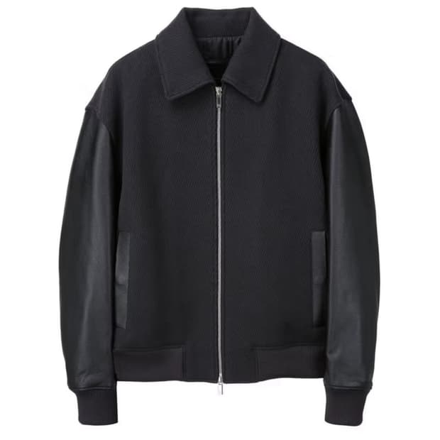 질스튜어트 캐시미어 양가죽 바시티 퀼팅 울 블루종 자켓 L(105) JN