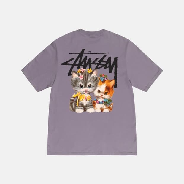 스투시 키튼 고양이 반팔 티셔츠 모브 23SS L사이즈