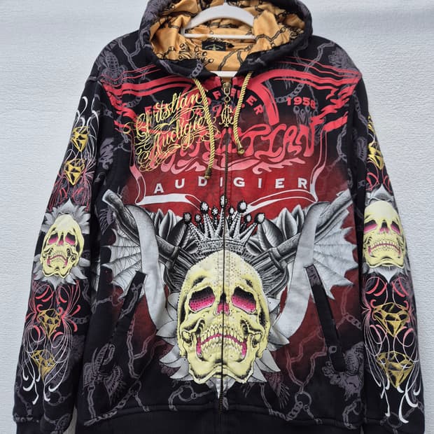 크리스찬 오디저 스컬 프린팅 후드집업 / 100(정품)
