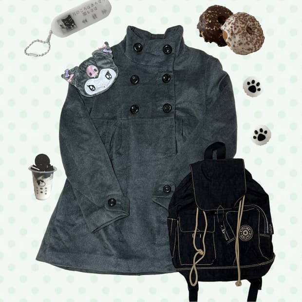 쿠로미 목폴라 투버튼 코트