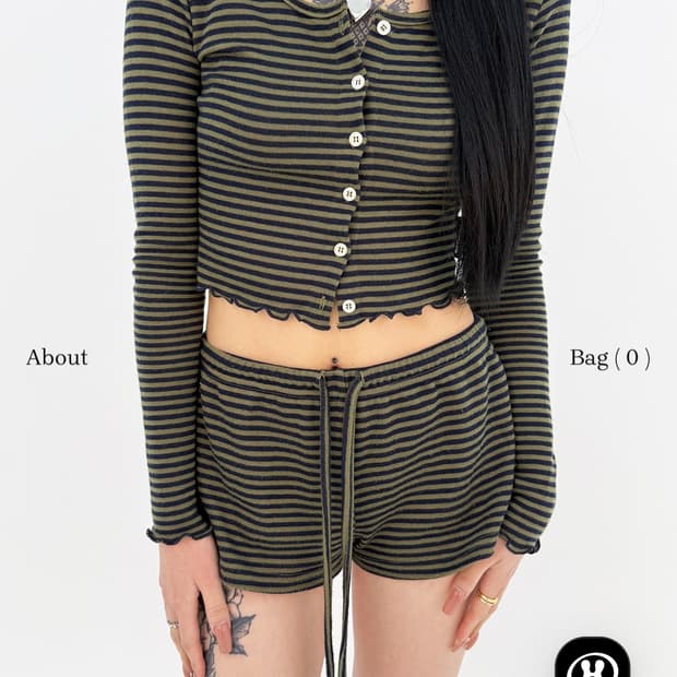 더미스테리어스호텔 줄무늬 가디건-카키