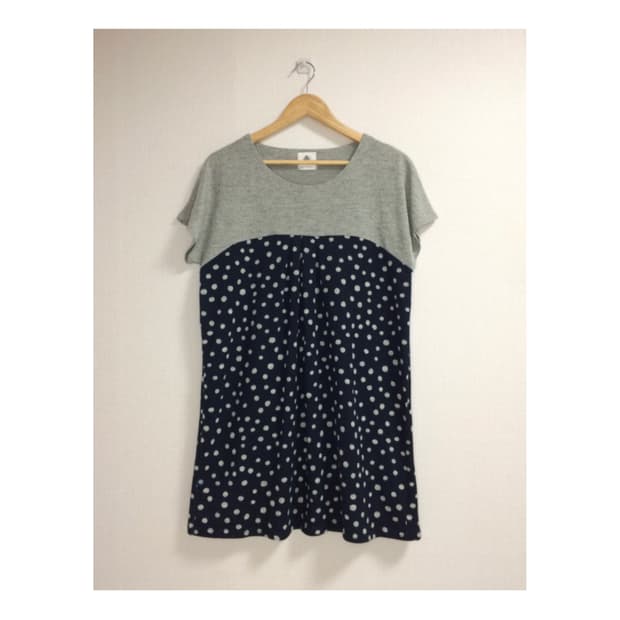 빈티지 네이비 도트 땡땡이 튜닉
