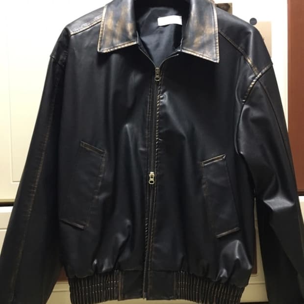 워싱 레더 자켓