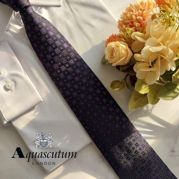 아쿠아스큐텀 실크 퍼플&블랙 그라데이션 넥타이 9cm A+등급 K1512