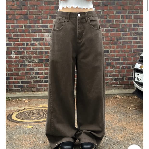 와이드 코튼 핀턱 팬츠