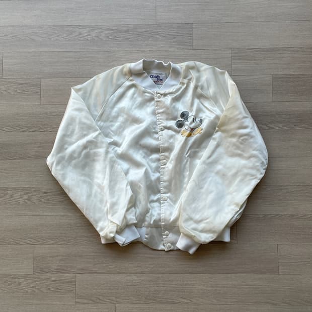 80s 미키마우스 사틴 바시티 자켓 디즈니