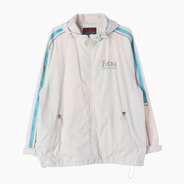 FUBU 올드스쿨 화이트 사이드라인 바람막이 L