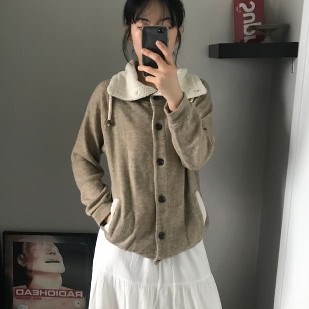 일본 JPN 빈티지 쉐르파 버튼 집업