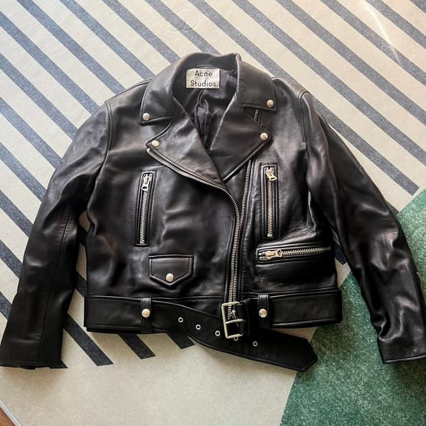 아크네 레더 라이더 자켓