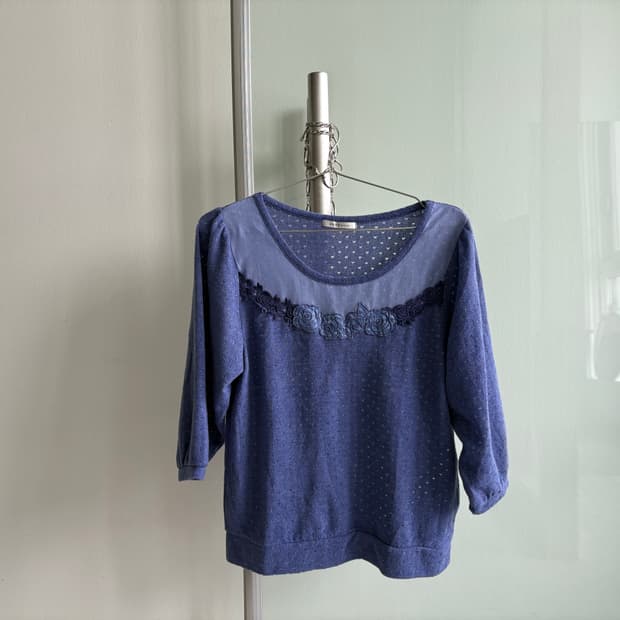 axes femme) flower knit top blue