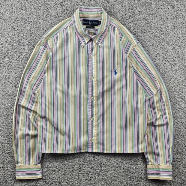 폴로랄프로렌 크롭 커스텀 멀티스트라이프 셔츠 ( S추정 ) / 11664