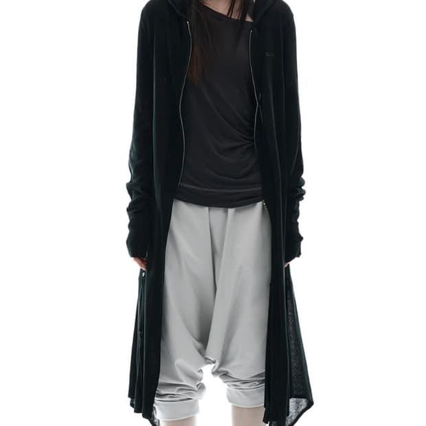 (교환) 오호스 Detach Panel Knit Hoodie 블랙->탄