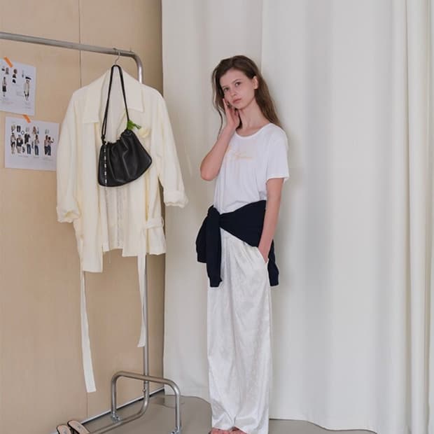 프레부아 새틴 플로럴 와이드 팬츠 글로니 zara