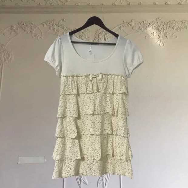 vintage ivory lace ribbon one-piece