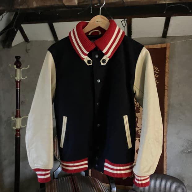[vintage]BEAMS varsity jacket(Leather sl