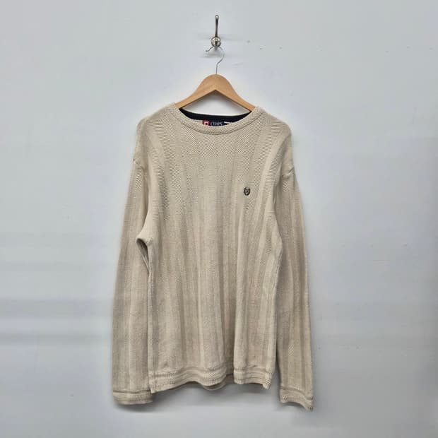 챕스 랄프 로렌 빈티지 헤링본 베이지 코튼 니트 남성 L