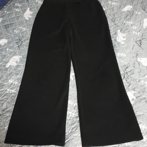SIYAZU 이중직원단 롱 와이드 슬랙스 블랙 (L)