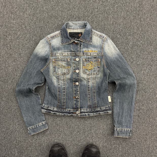 로카웨어 빈티지 여성 y2k 자수 데님자켓