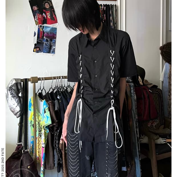 90s MILKBOY Archive Lace-up Black Shirt