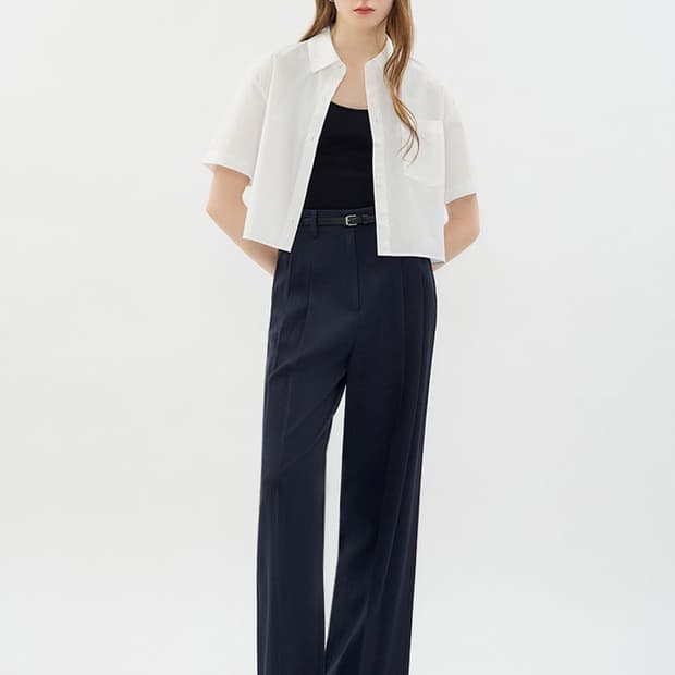 시스티나 백 버튼 크롭 반팔 셔츠 화이트 SISTINA