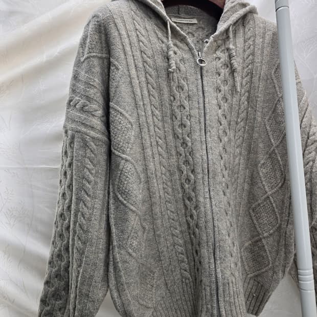 라퍼지스토어 케이블 후드 니트 집업 오트밀색상 M