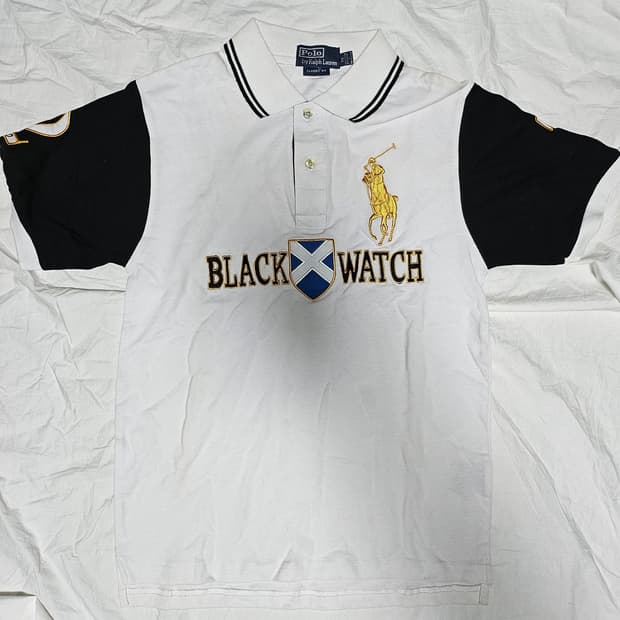 폴로랄프로렌 블랙와치 빅포니 카라티 카라티셔츠 럭비티 M