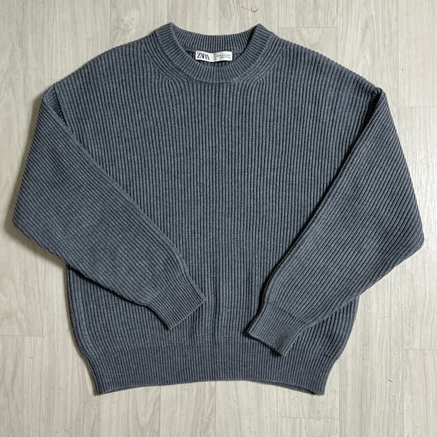 자라 ZARA - 베이직 하찌 라운드 니트 (그레이 s)