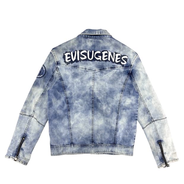에비수 00s 백스펠아웃 워시드 데님 바이커 자켓(M)