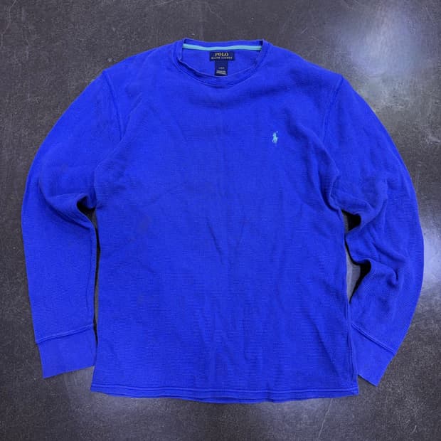 폴로 랄프로렌 미니멀 와플 티셔츠 블루 L