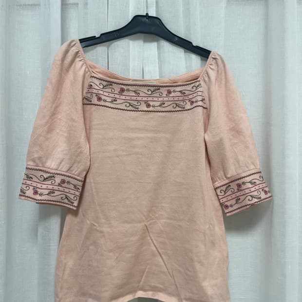 일본 빈티지 모리걸 플라워 퍼프 티셔츠