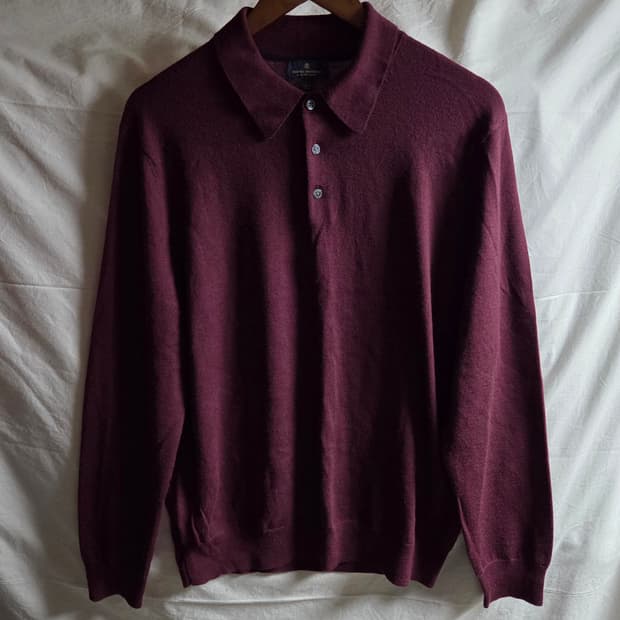 브룩스 브라더스 긴팔 카라 니트 버건디 L